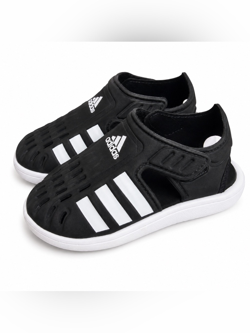Adidas Toddler Closed Toe Sandals Water Shoes Black White Size 9K NWOT
